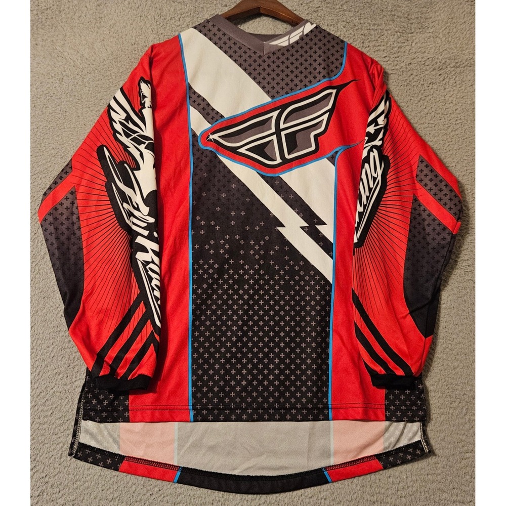 Fly Racing F-16 Motocross Jersey Mens Small Red Black White Long Sleeve MX BMX